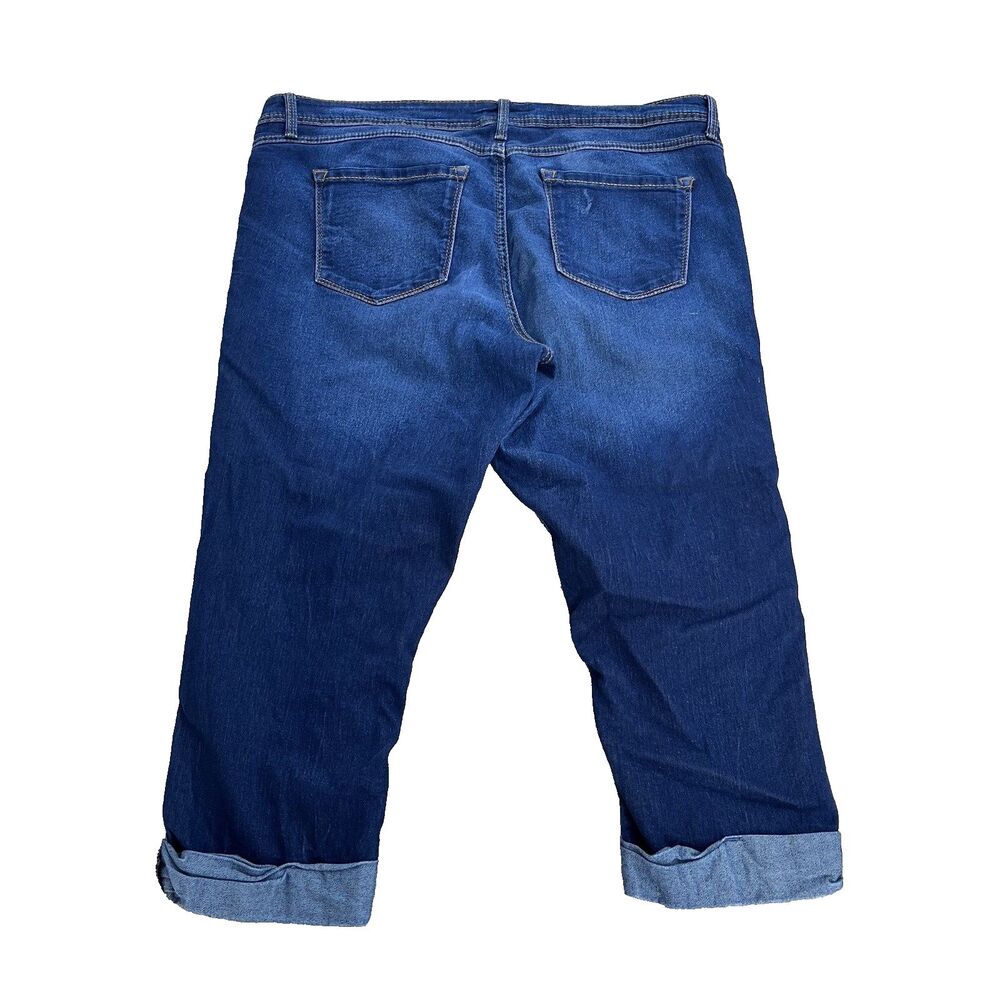 A.N.A. Womens Capri Jeans Size 20W Dark Wash Denim Cuffed Cropped Casual Stretch - Picture 3 of 7